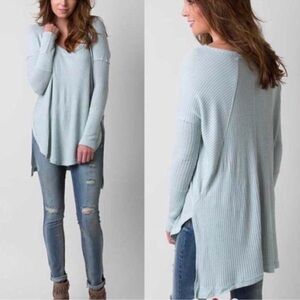Free People Soft Blue Textured Knit Top